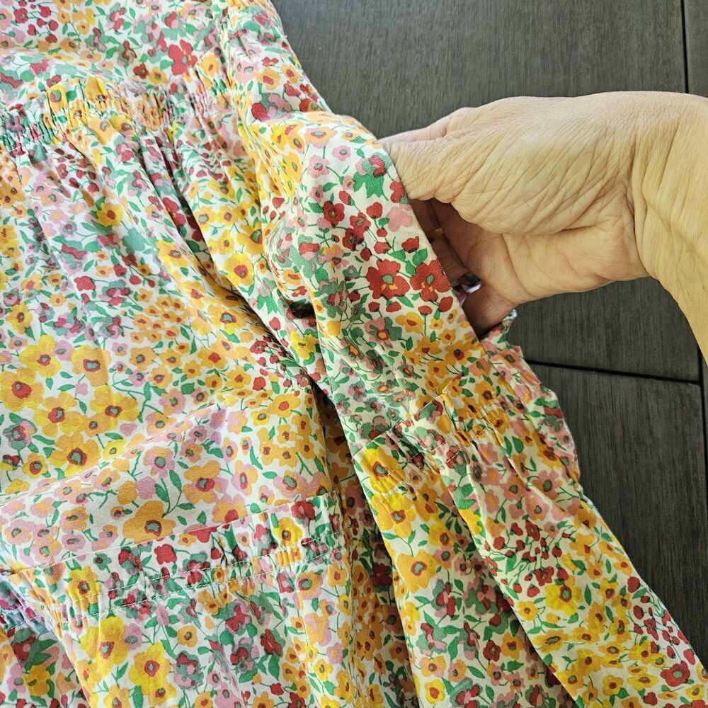 J Crew Women Size 8 Tiered Ditsy Floral Maxi Dress Sleeveless Pockets Pullover - Picture 4 of 8